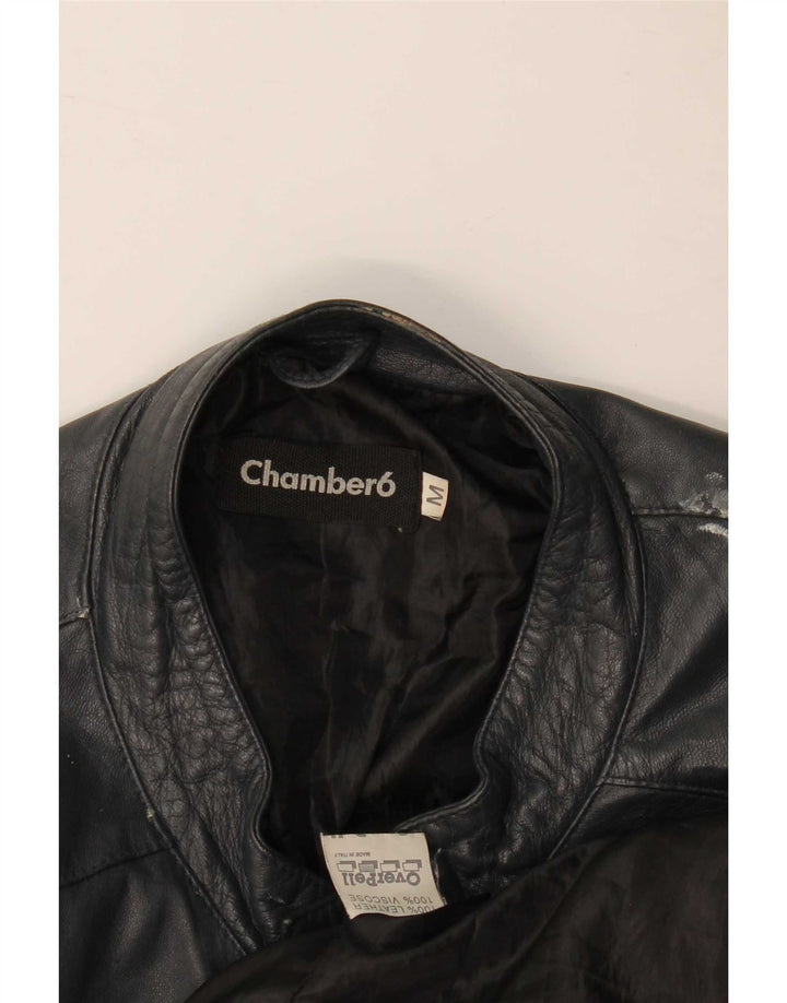 Chaqueta de cuero vintage para mujer UK 44 Azul marino mediano