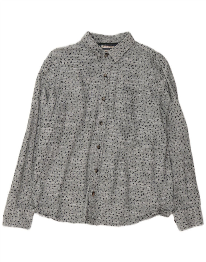 Camisa de corte estándar de hombre de Fat Face de algodón moteado en gris medio