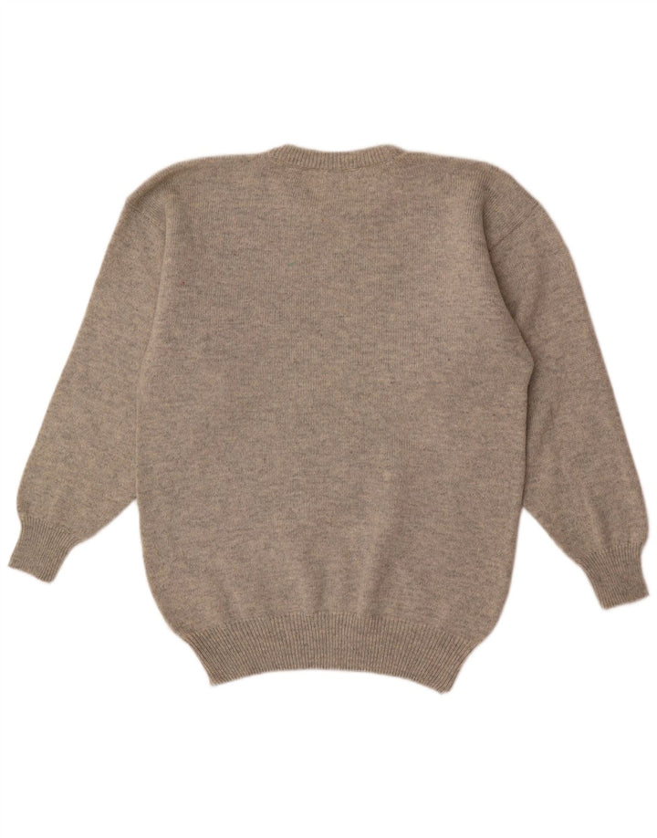 Shetland Jeneros - Jersey de cuello redondo para hombre, color gris medio, geométrico