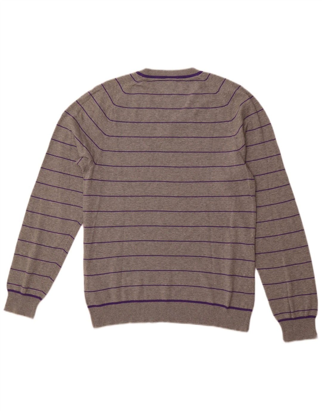 NIKE Jersey con cuello en V para hombre UK 38/40 Algodón a rayas gris medio