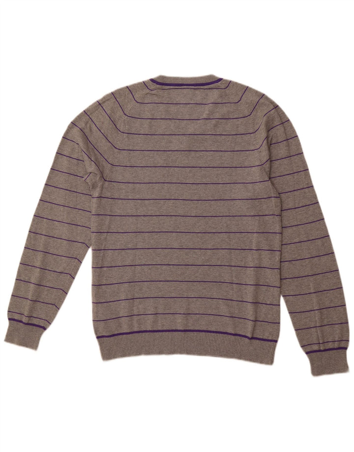 NIKE Jersey con cuello en V para hombre UK 38/40 Algodón a rayas gris medio