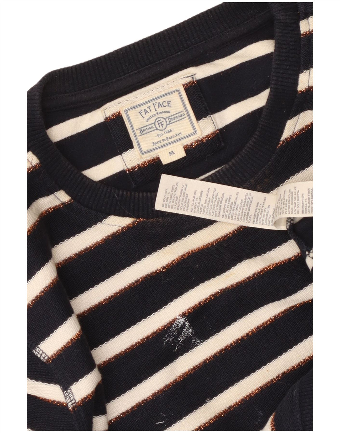 Fat Face - Sudadera para mujer, talla 40, talla mediana, color azul marino, rayas náuticas