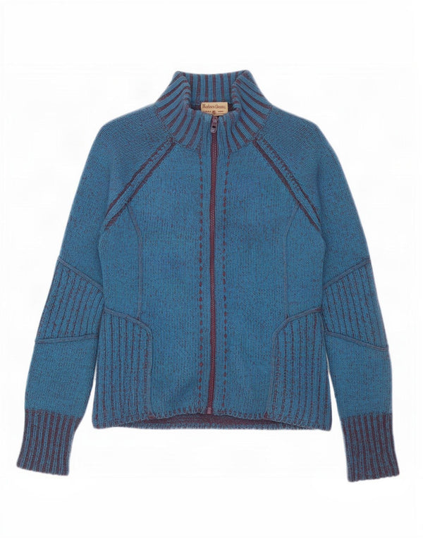 Marlboro Classics Suéter tipo cárdigan con cremallera completa para mujer UK 40 XL Lana de cordero azul