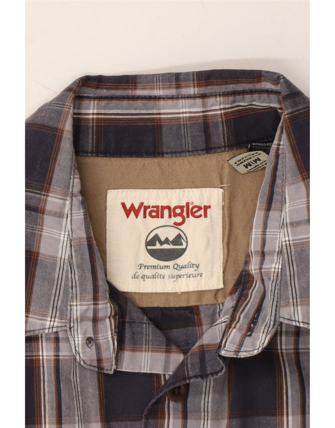 WRANGLER Mens Shirt Medium Navy Blue Check Cotton Vintage Wrangler and Second-Hand Wrangler from Messina Hembry 