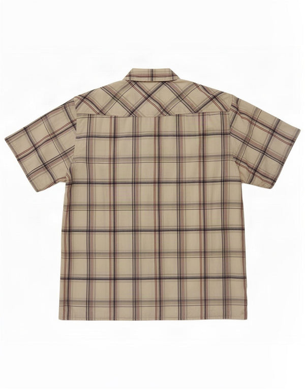 Weird Fish Camisa Manga Corta Hombre XL Gris Cuadros Algodón