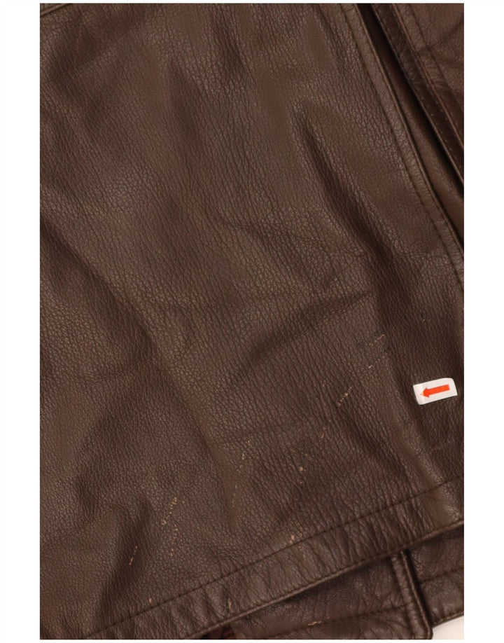 LA MATTA Womens Leather Coat IT 42 Medium Brown Leather
