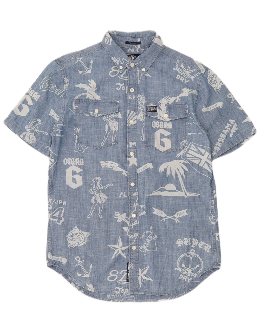 Superdry Camisa De Manga Corta Con Estampado Regular Fit De Algodón Azul Pequeño Para Hombre