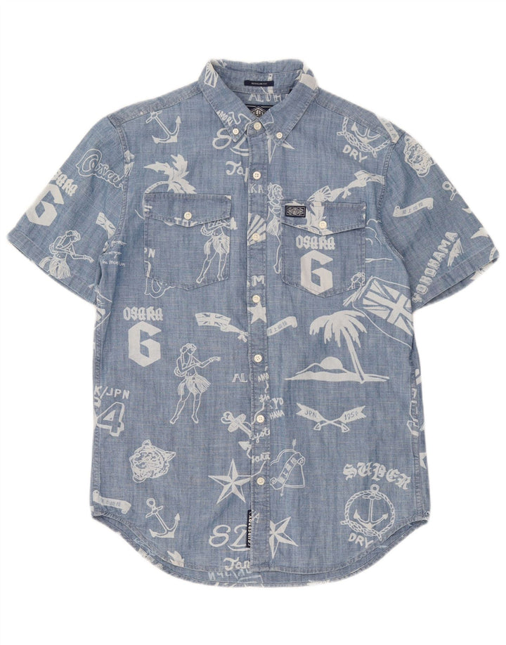 Superdry Camisa De Manga Corta Con Estampado Regular Fit De Algodón Azul Pequeño Para Hombre