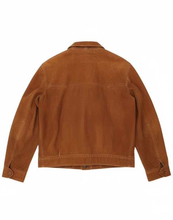 Vintage hombres ante chaqueta Reino Unido 38 marrón medio