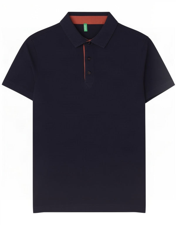 Polo Benetton para hombre de algodón azul marino mediano