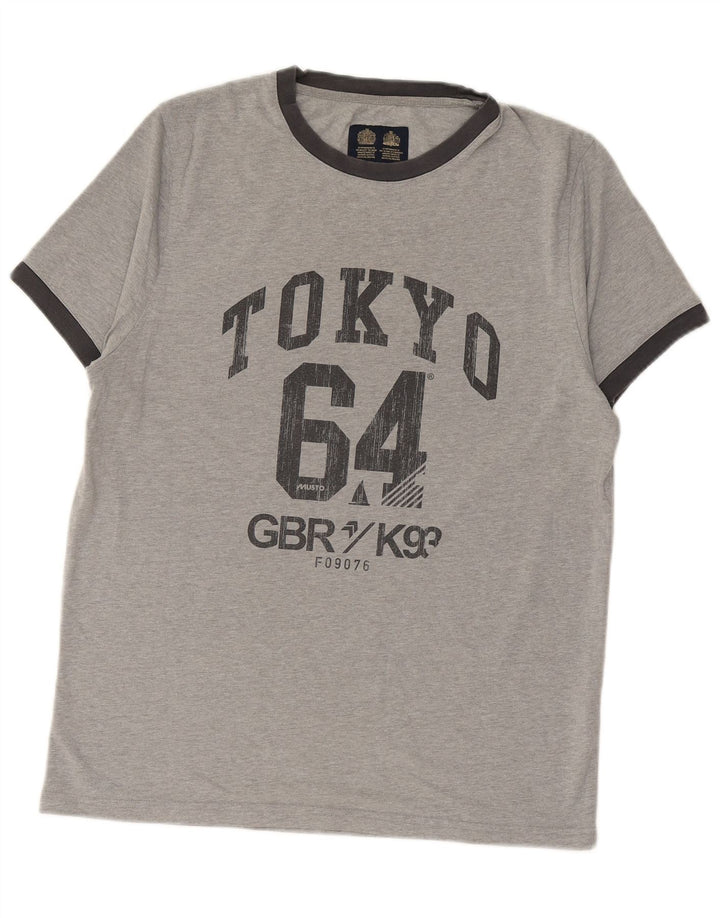MUSTO Camiseta gráfica para hombre Top gris medio moteado