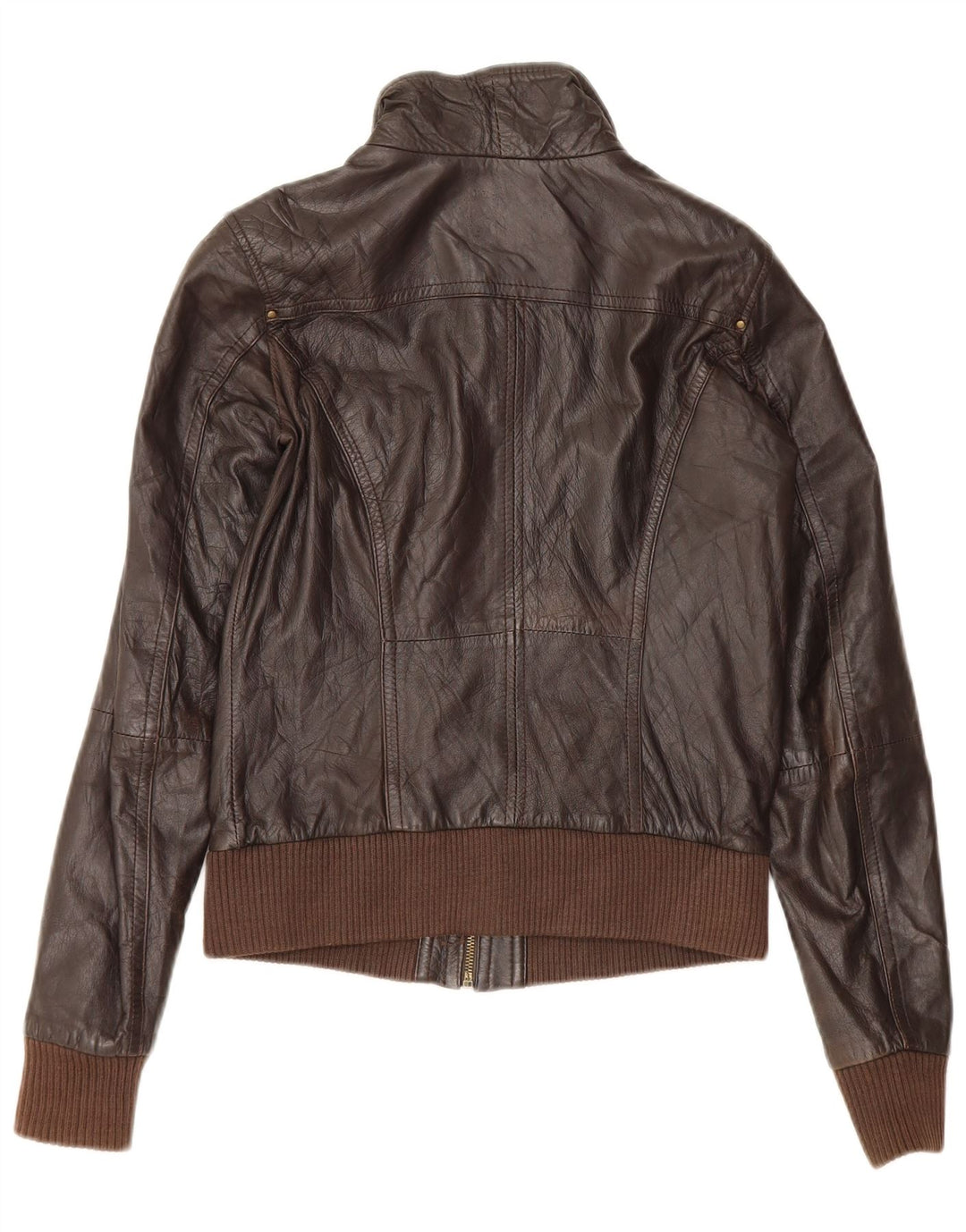 Bershka Chaqueta de cuero para mujer UK 42 Marrón medio