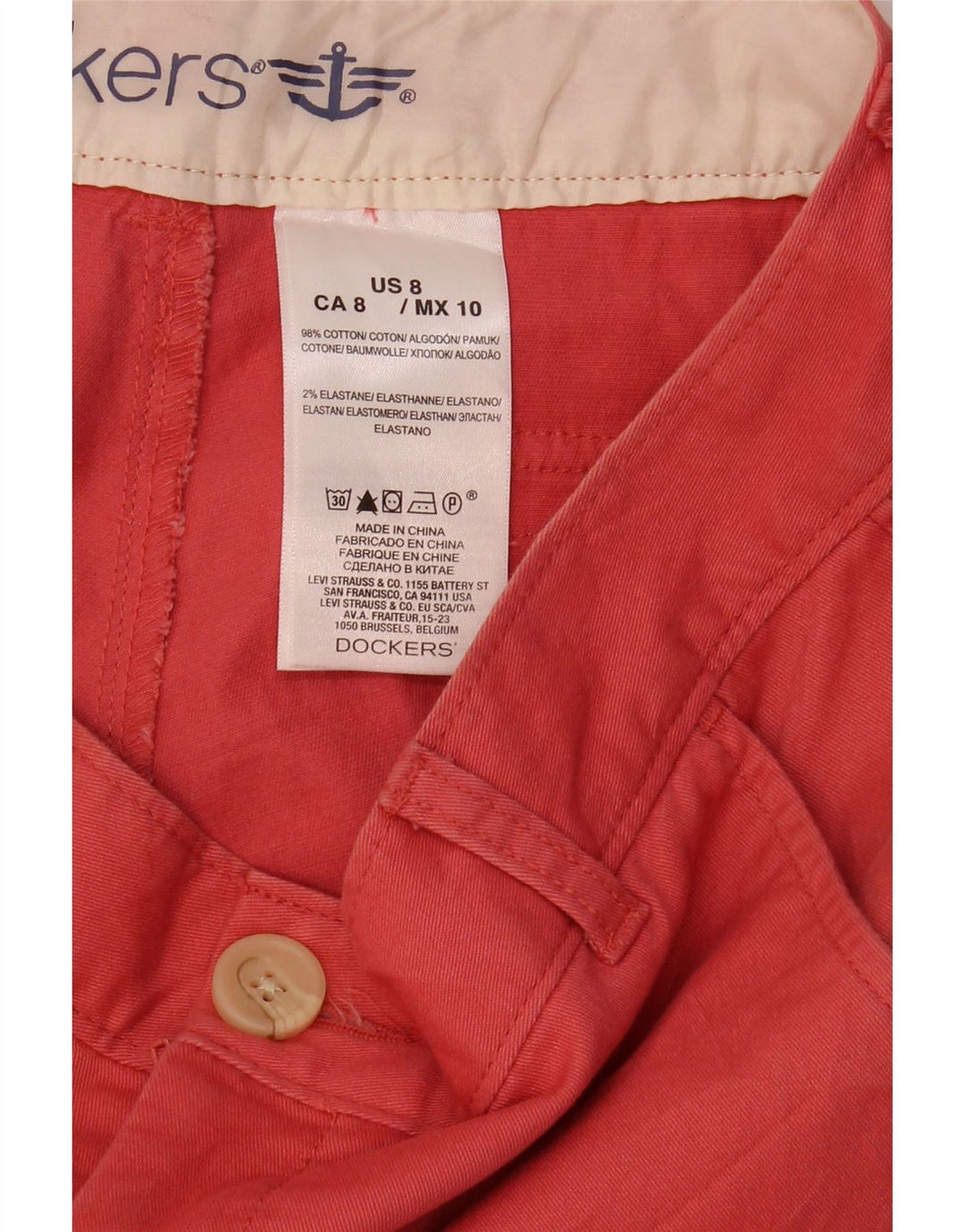 DOCKERS Womens Straight Capri Trousers US 8 Medium W32 L20 Red Cotton Vintage Dockers and Second-Hand Dockers from Messina Hembry 
