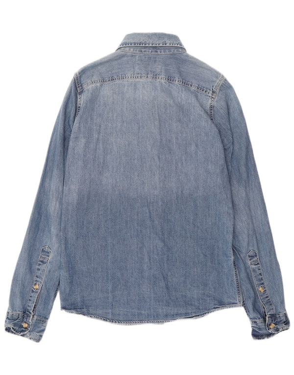 Abercrombie & Fitch Camisa vaquera ajustada de algodón azul medio para hombre