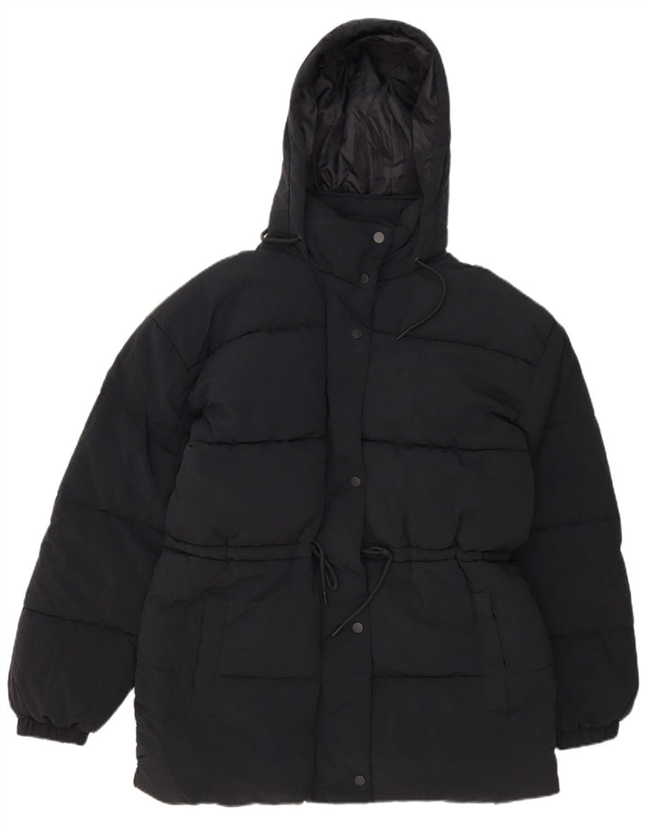 Topshop Chaqueta acolchada extragrande con capucha para mujer UK 8 Small Poliéster negro