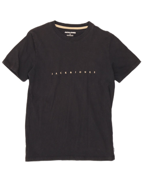 Jack & Jones - Camiseta gráfica para hombre, talla pequeña, algodón negro