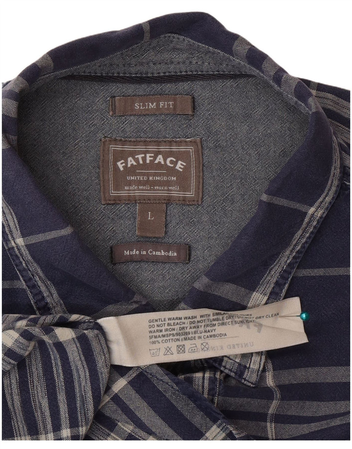 Camisa de corte slim para hombre de Fat Face de algodón a cuadros en azul marino grande