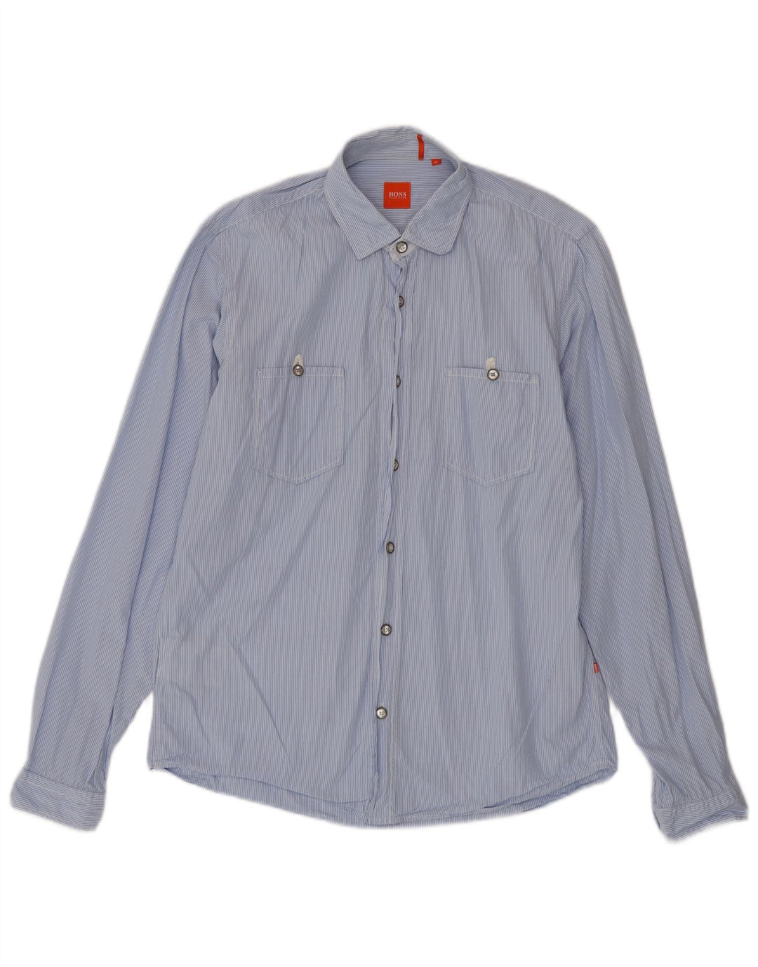 Camisa Hugo Boss Hombre Algodón Rayas Azul Medio