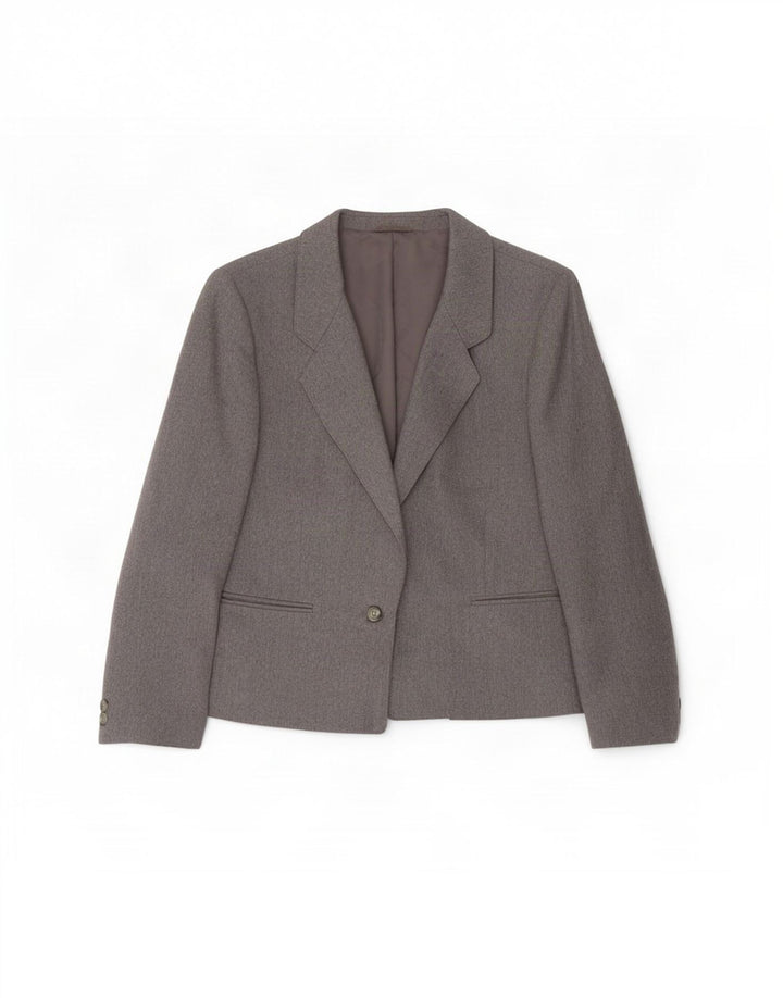St Michael Chaqueta Blazer de 1 Botón para Mujer UK 44 Grande Lana Gris