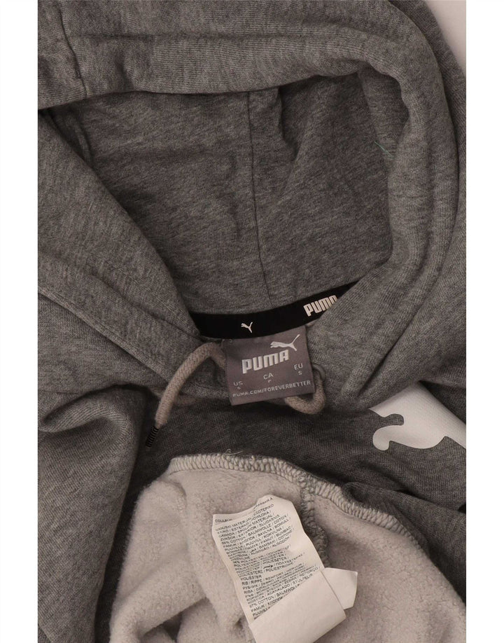 Puma Sudadera con capucha gráfica para hombre Jersey pequeño de algodón gris