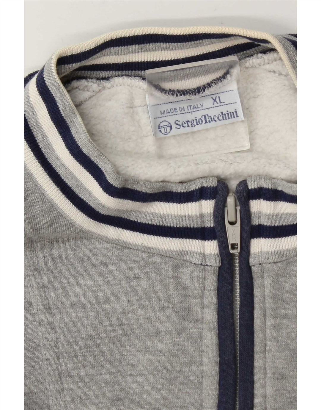 Sergio Tacchini Sudadera con cuello y cremallera para hombre Jersey XL Gris Colorblock