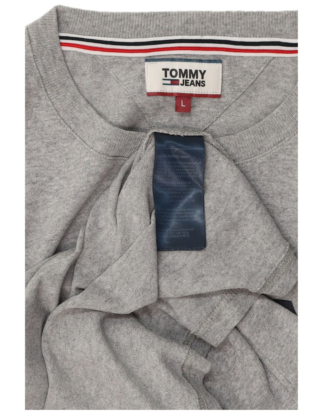 TOMMY HILFIGER Camiseta gráfica para hombre Top grande de algodón gris