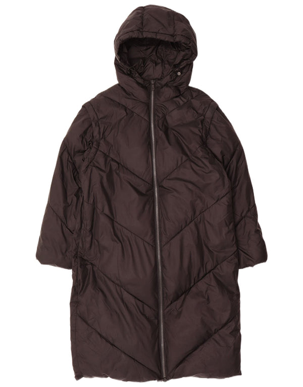 ZARA Mujer Abrigo Acolchado Extragrande Con Capucha UK 44 Medium Negro