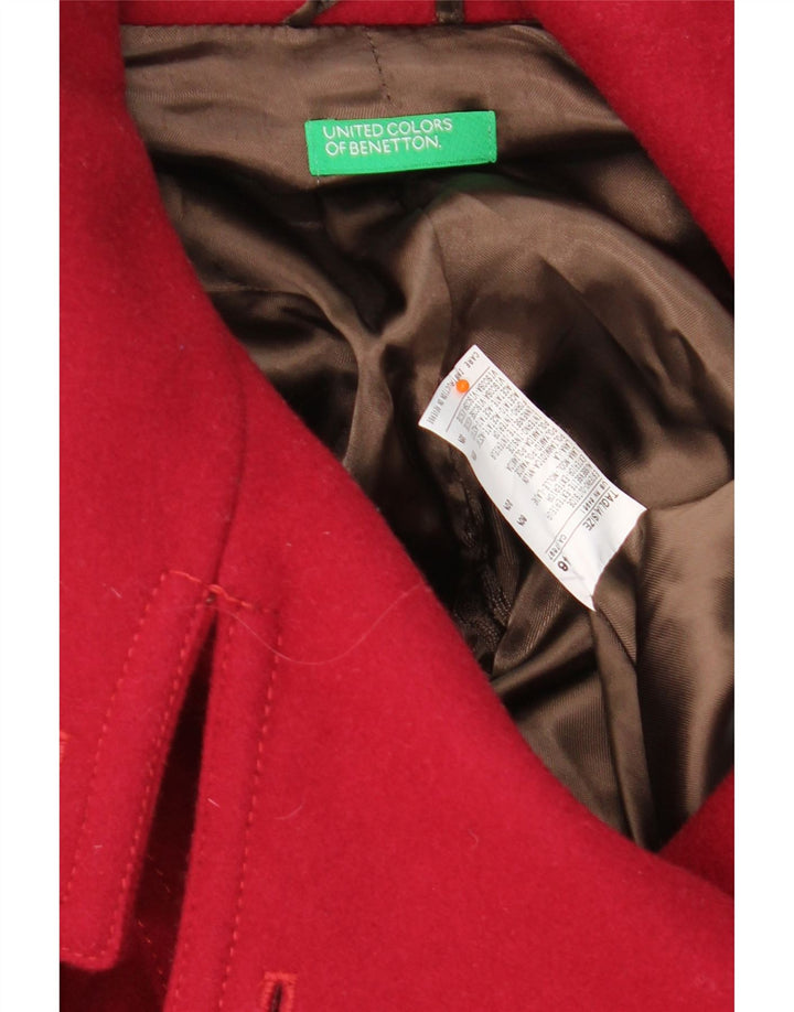 BENETTON Womens Overcoat IT 46 Large Red Wool Vintage Benetton and Second-Hand Benetton from Messina Hembry 