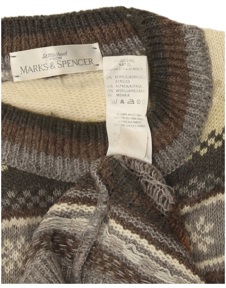 Marks & Spencer St. Michael - Jersey de cuello redondo para hombre, talla pequeña, color marrón