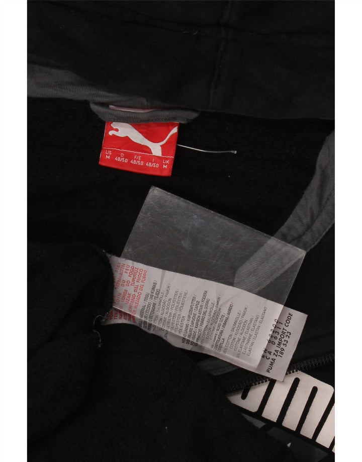 Puma Sudadera con capucha y cremallera gráfica para hombre, algodón negro mediano