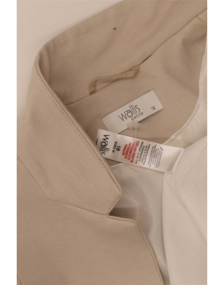 Wallis Chaqueta Americana Abierta de Manga 3/4 para Mujer UK 40 XL Poliéster Beige