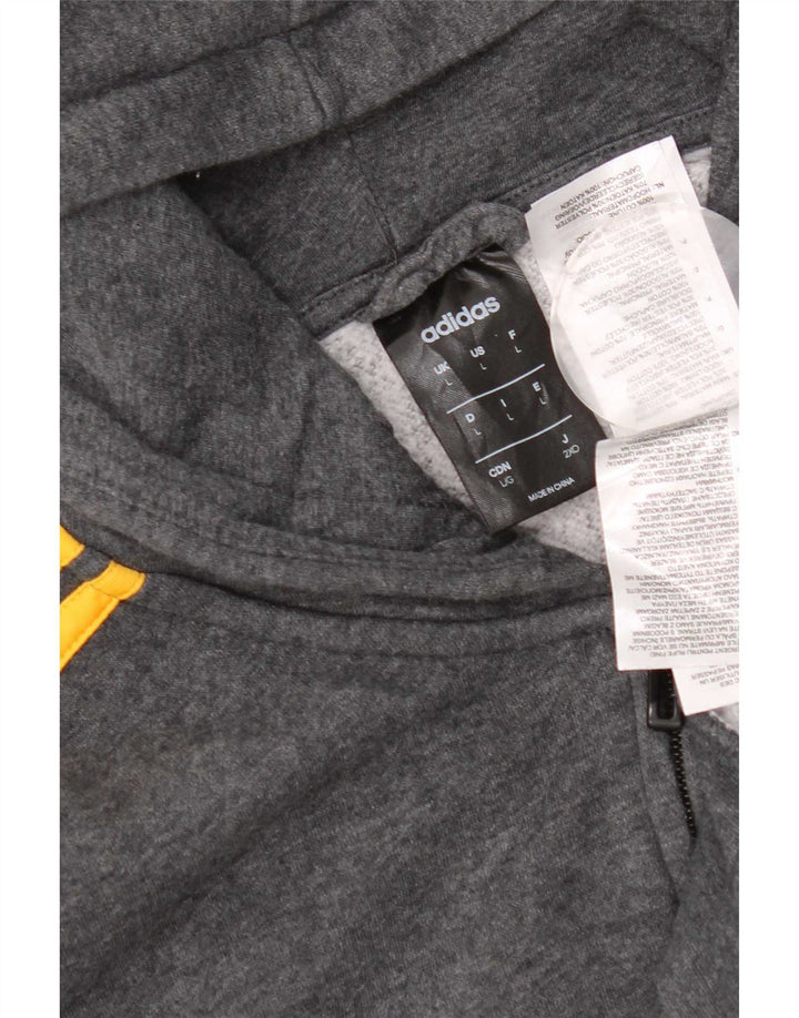 Adidas - Sudadera con capucha y cremallera para hombre, tamaño grande, algodón gris