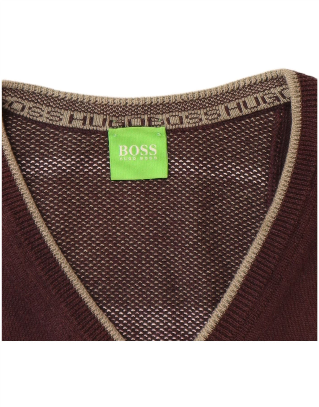 HUGO BOSS Jersey con cuello en V para hombre Pequeño Algodón marrón