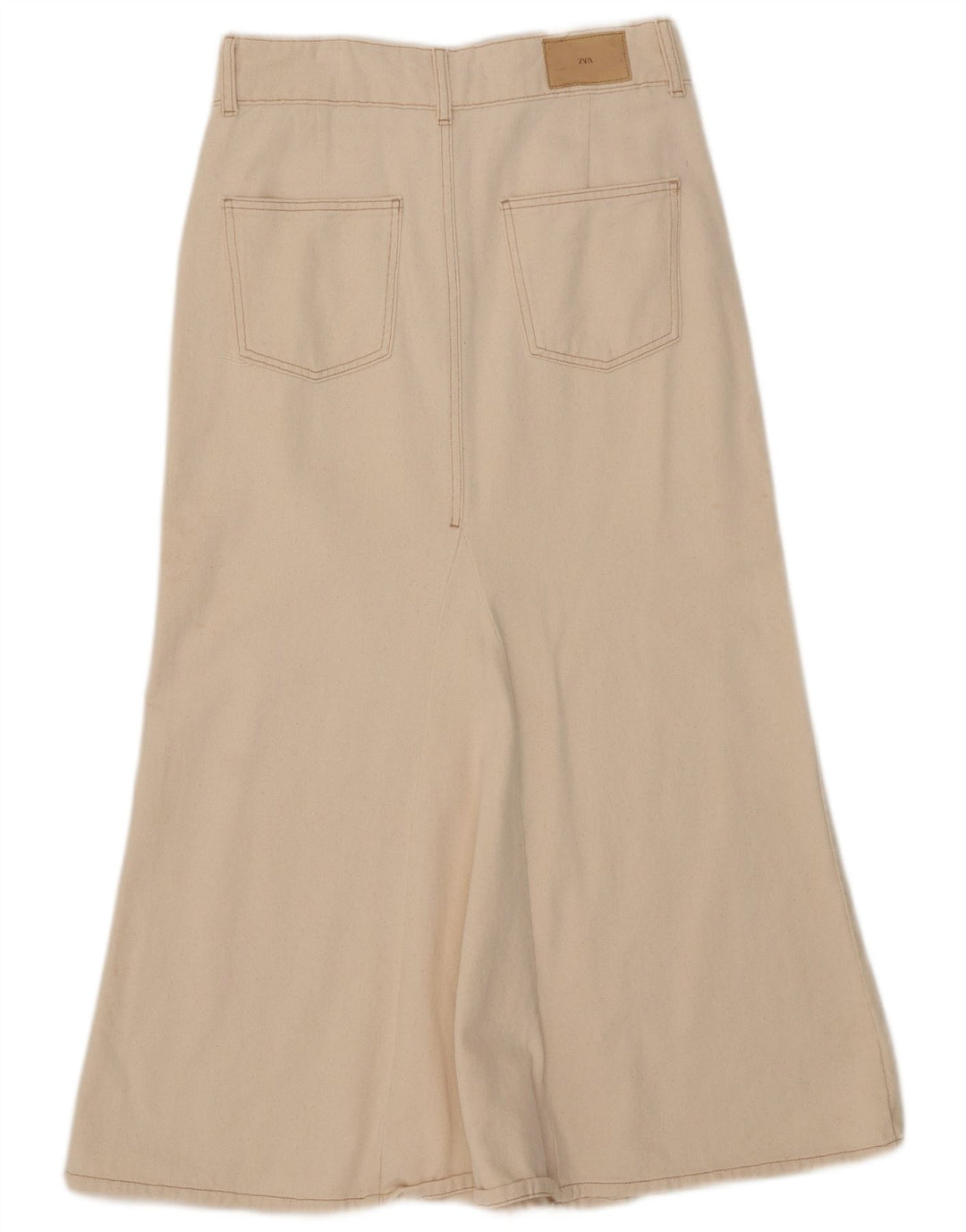 Zara Mujer Falda Midi Mediana W29 Algodón Beige