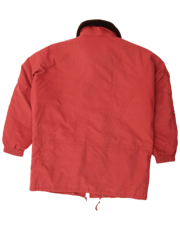 Vintage mujer cortavientos chaqueta Reino Unido 18 XL poliéster rojo