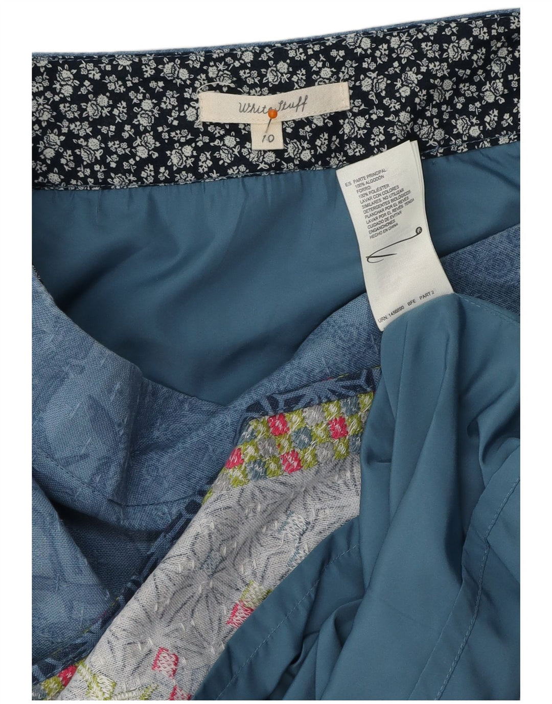 WHITE STUFF Falda acampanada para mujer UK 10 Small W32 Poliéster floral azul