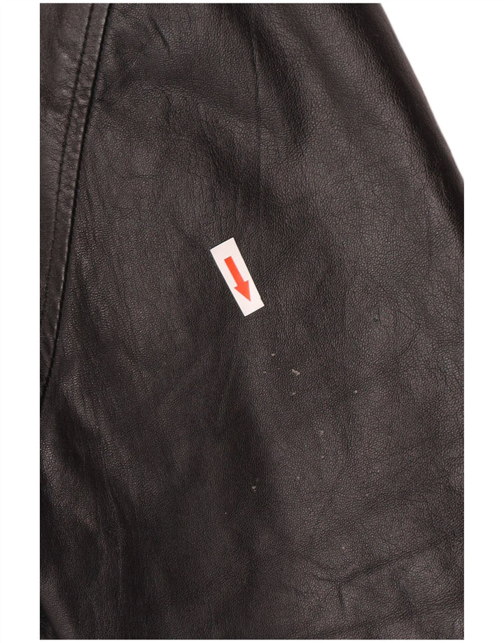 Chaqueta biker de cuero vintage para hombre IT 52 XL Negro