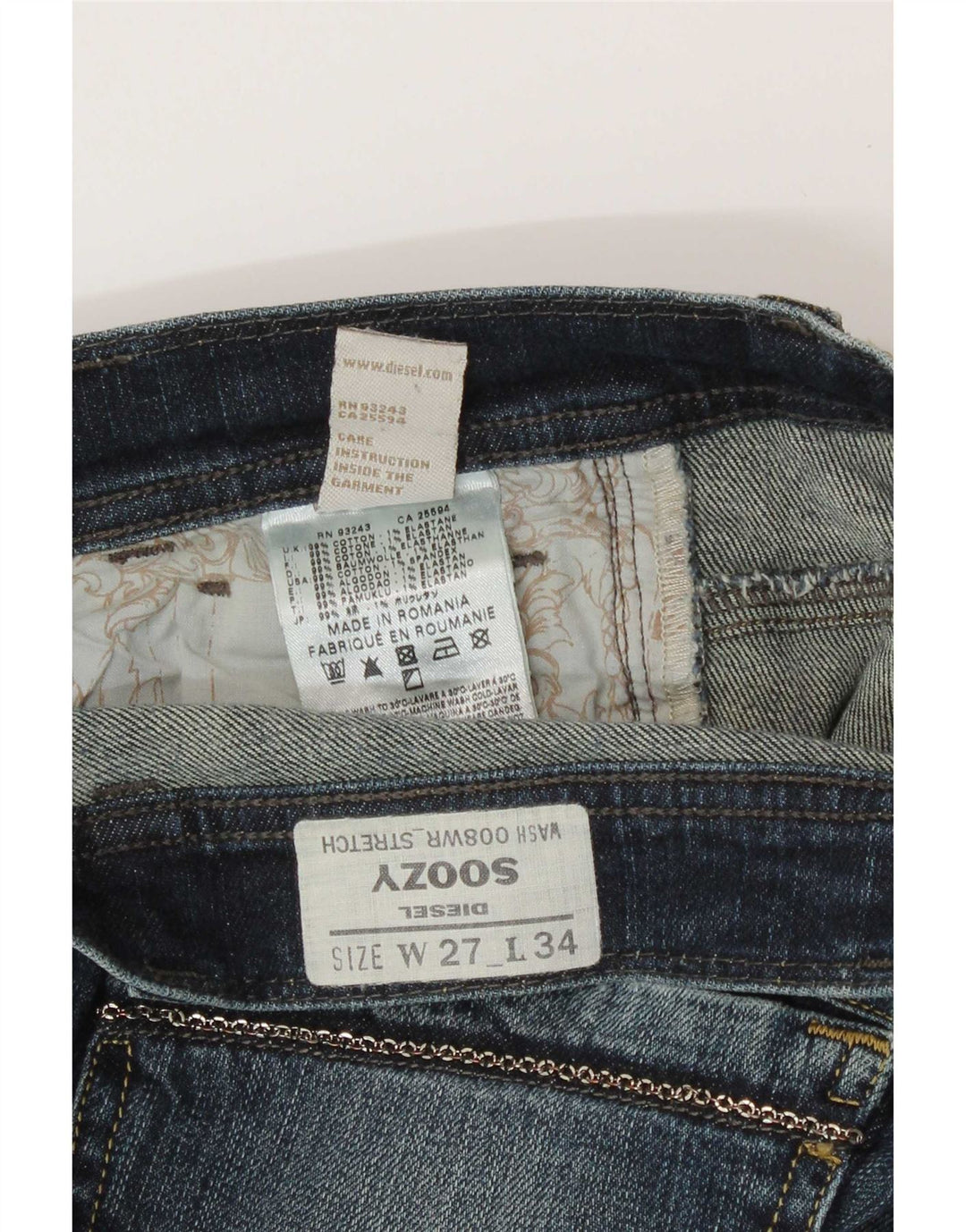 Diesel Mujer Soozy Bootcut Jeans W27 L30 Algodón Azul