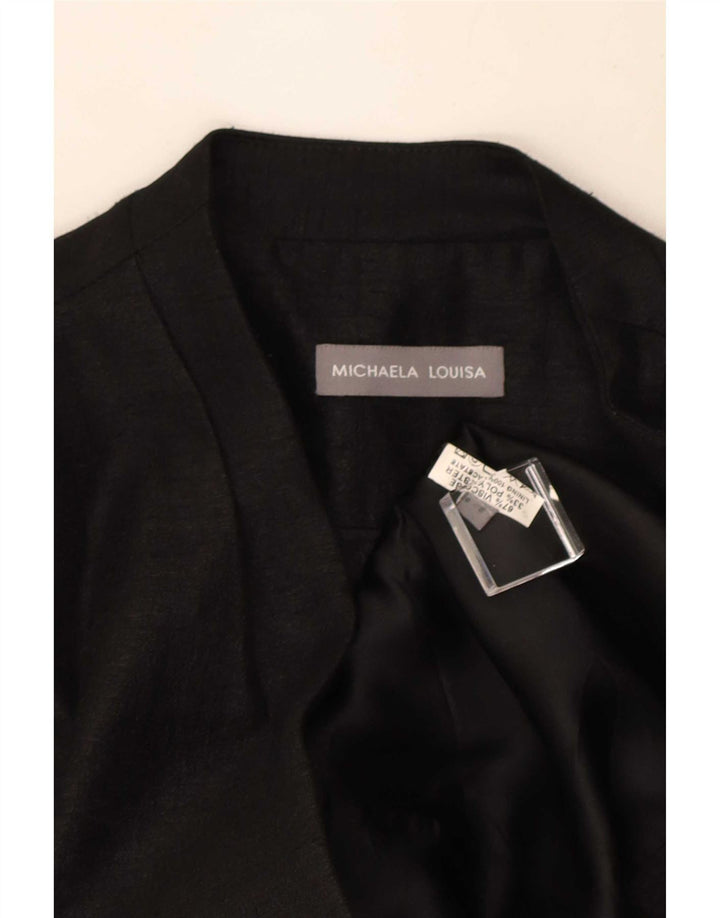 Vintage mujer Blazer chaqueta Reino Unido 14 viscosa negra mediana