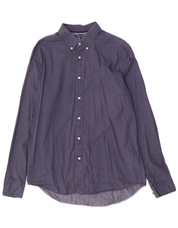 Camisa Tommy Hilfiger Hombre Slim Fit XL Algodón Geométrico Azul Marino
