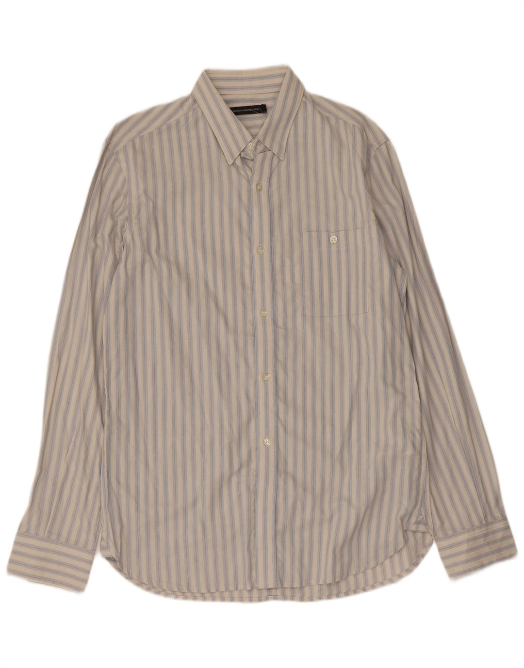 Camisa de hombre French Connection de algodón a rayas blancas medianas