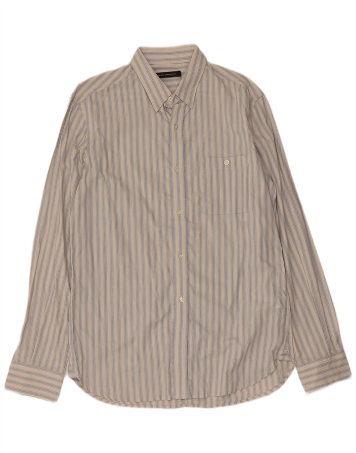 Camisa de hombre French Connection de algodón a rayas blancas medianas
