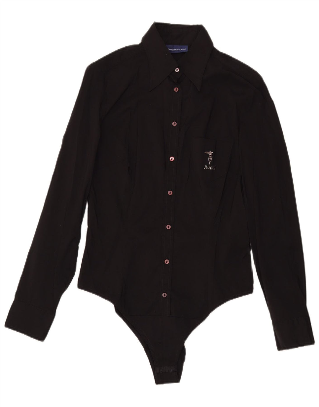 Trussardi Body de Manga Larga para Mujer UK 42 Mediano Negro Algodón