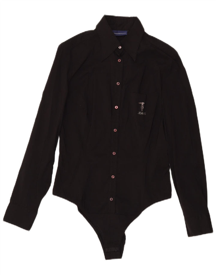 Trussardi Body de Manga Larga para Mujer UK 42 Mediano Negro Algodón