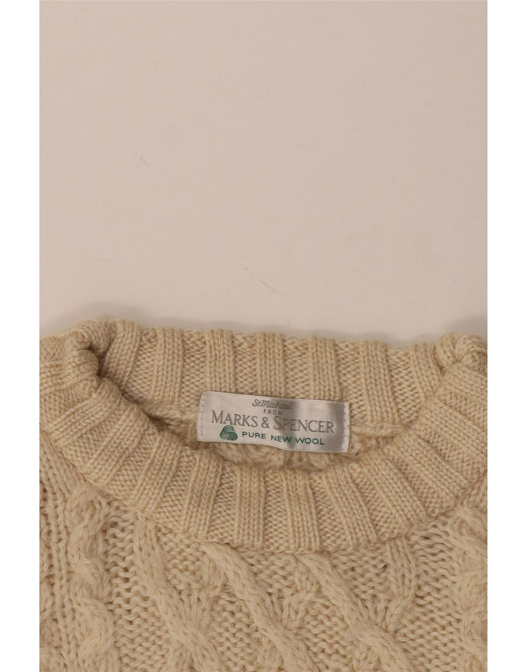 Marks & Spencer - Jersey de cuello redondo para hombre, talla 2XL, lana beige