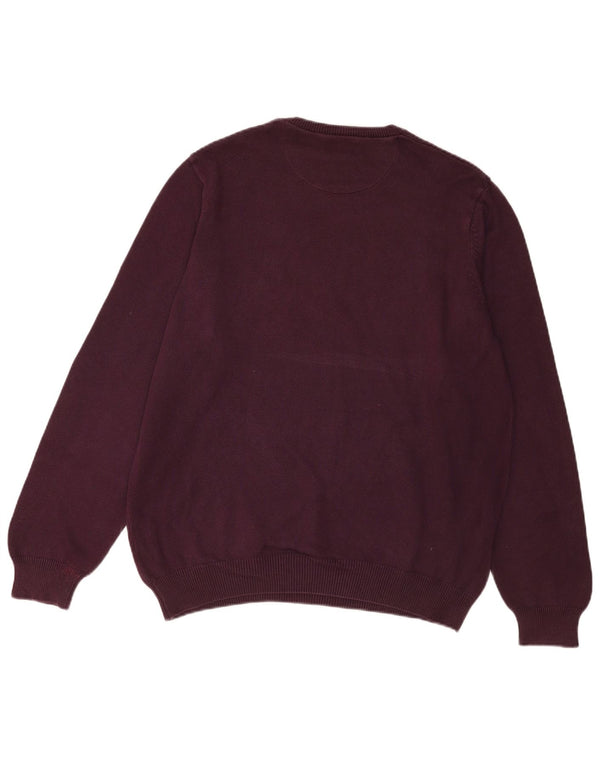 Marks & Spencer Suéter tipo jersey con cuello redondo y corte regular para hombre, talla grande, color burdeos