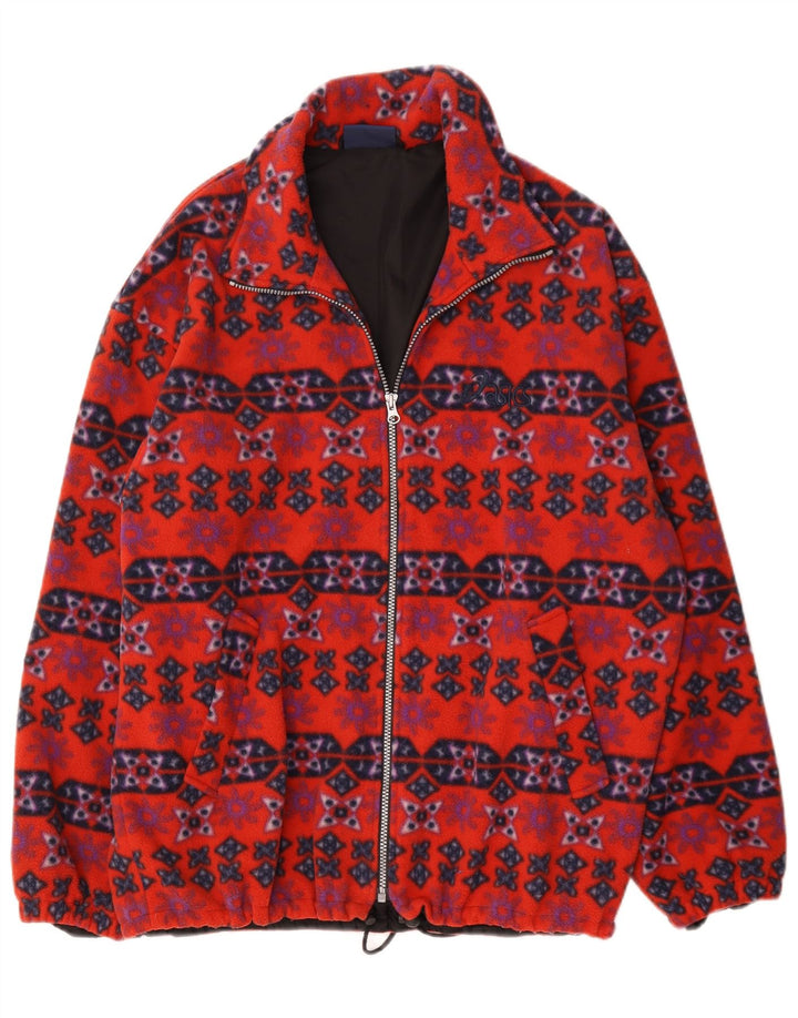 Asics Chaqueta polar para hombre Reino Unido 40 Poliéster geométrico rojo grande