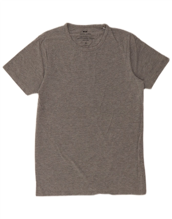 JACK & JONES Hombre Camiseta Top Algodón Moteado Gris Medio