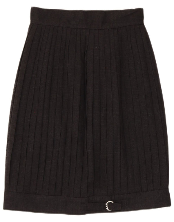 Falda plisada vintage para mujer IT 42 Mediana W26 Negro