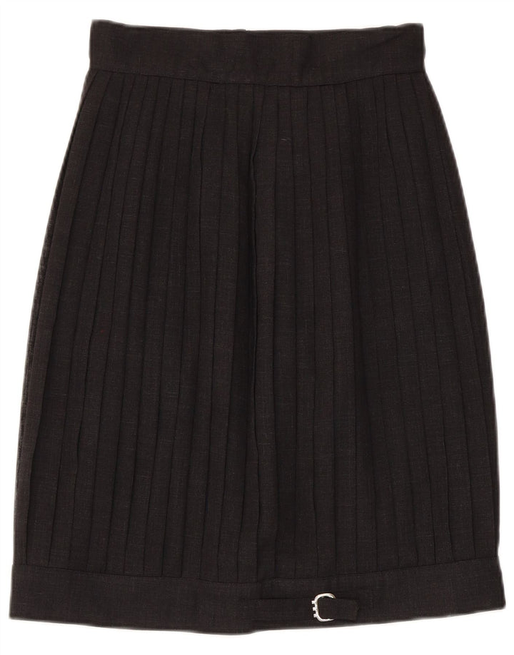 Falda plisada vintage para mujer IT 42 Mediana W26 Negro